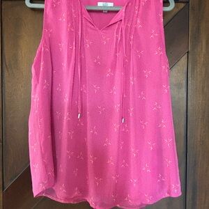 Croft & Barrow Pink Relaxed Tie Front Sleeveless Blouse